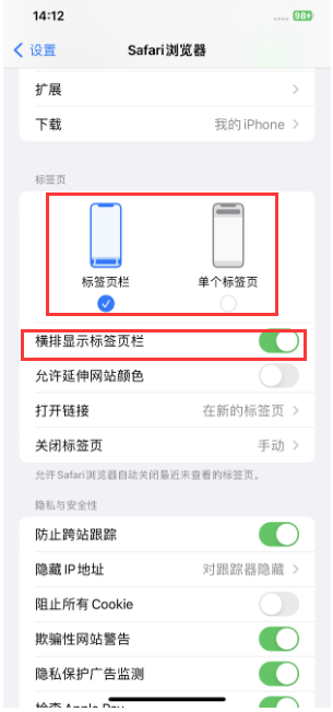 清远苹果手机维修分享Safari浏览器如何切换标签栏位置 
