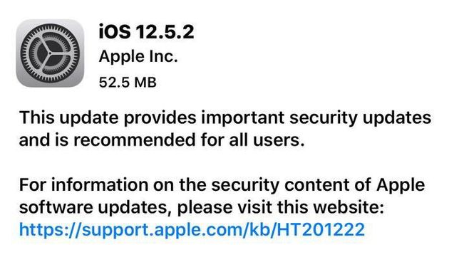清远苹果手机维修分享iOS12.5.2发布，建议所有老苹果用户安装 